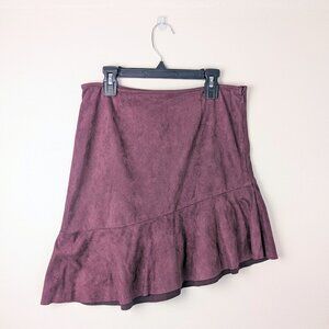 Asymmetrical Mini Skirt Faux Suede Maroon A-Line bottoms Charlotte Russe NWT -S-